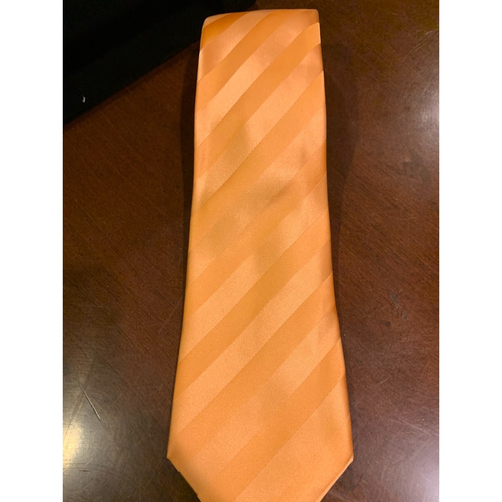 Geoffrey Beene Tie Orange‎ Striped Good Condition